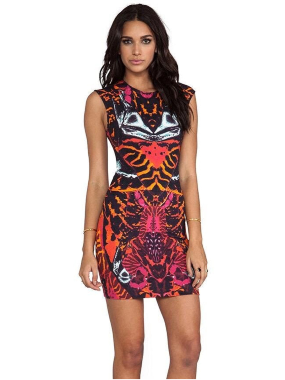 Alexander McQueen Printed Bodycon Butterfly Pattern Mini Dress S
